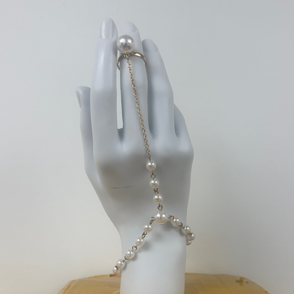 Elegant plastic Pearl Chain Bracelet and Ring Set
